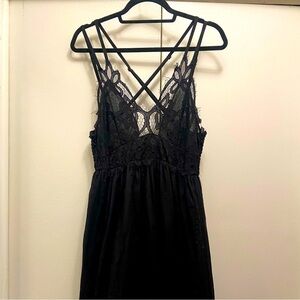 Black Cotton & Lace Maxi Dress